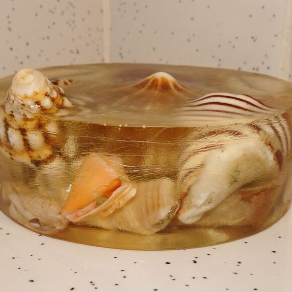 Vintage Handmade Seashell Resin Paperweight ocean theme beach office tikiroom - Picture 12 of 13